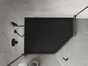 Mexen Flow+, päťuholníková sprchová vanička, ľavá, 80 x 100 cm, čierna matná, 46P708010LH