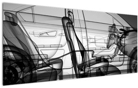 Obraz - 3D model auta (120x50 cm)