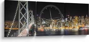 Obraz Brooklynského mostu a New Yorku (s hodinami) (90x30 cm)