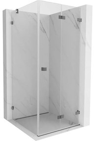 Mexen Lunar-F, 1-krídlový sprchový kút so skladacími dverami, pravý, 70 x 70 cm, 8mm číre sklo, grafitový profil, 836-070-070-95-00-P