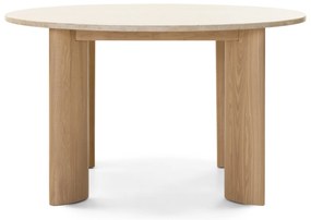 Jídelní stůl Rimley 130 cm z masivu jasan/travertin