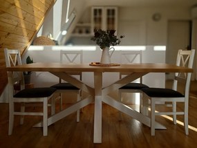 Jedálenský stôl KRISTÍNA Druh dreva: Dub, Farba podnože: biela