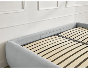 Svetlosivá čalúnená dvojlôžková posteľ s úložným priestorom/bez čela s roštom 180x200 cm Inera – Bobochic Paris