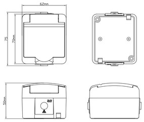 Elhard Vonkajšia zásuvka na omietku Tew, IP44, biela TE2100W