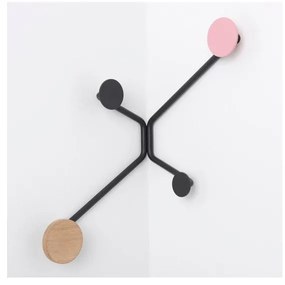 Čierny rohový nástenný vešiak s ružovým detailom Gazzda Hook