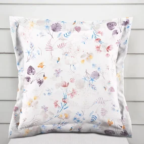 Biante Bavlnená obliečka na vankúš s lemom Sandra SA-290 Farebné lučne kvety na bielom 50 x 60 cm
