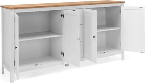 Široká úložná komoda Bergen, biela/dub artisan