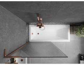 Mexen Next L, 1-krídlová vaňová zástena 90 x 150 cm, 6mm sklo s rebrovým vzorom, ružové zlato profil, 895-090-000-03-09-60