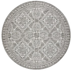 Šnúrkový okrúhly koberec SIZAL LOFT 21193 BOHO slonovinová kosť - sivý