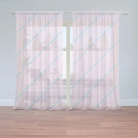 Sablio Záclony Modré pruhy na ružovej: 2ks 150x250cm