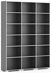 Knižnica SILVER LINE, 3 stĺpce, 2230 x 1800 x 400 mm, grafit