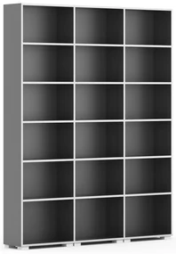Knižnica SILVER LINE, 3 stĺpce, 2230 x 1800 x 400 mm, grafit