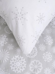 Vianočné francúzske bavlnené obliečky Renforcé – Vločky sivé