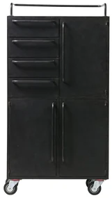 Kovová skrinka na kolieskach Black Beauty 144 × 75 × 39 cm | BIANO