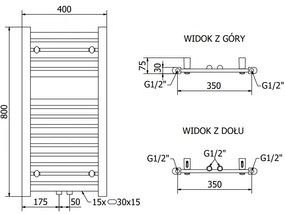 Mexen Hades, elektrické vykurovacie teleso 800 x 400 mm, 300 W, chrómová, W104-0800-400-2300-01