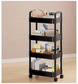 Regál na kolieskach POZIO 39x27x95 cm čierny