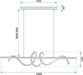Toolight Toolight, LED závesné svietidlo 100cm, 70W, 4500lm, G065-CP, zlatá, OSW-08698