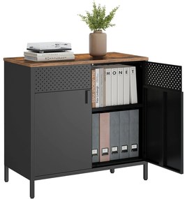 Dvojdverová skrinka, príborník, rustikálna hnedá a čierna