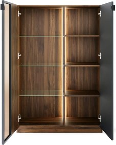 Vitrína s LED osvětlením Radium 15 91 cm ořech Columbia/černá