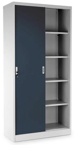 Univerzálna kovová skriňa s posuvnými dverami 90 x 40 x 185 cm, cylindrický zámok, antracitová - ral 7016