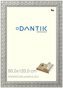 DANTIK rám na obraz 80x120 | ROKOKO bílá prodřená (Plexi Čiré)