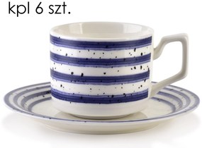 Sada 6 ks šálků s podšálkem Joy 210 ml bílá/modrá