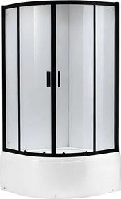 BPS-koupelny Štvrťkruhový sprchový kút MAJA BL 90x90 cm, čierna/transparent v sete s hlbokou sprchovou vaničkou