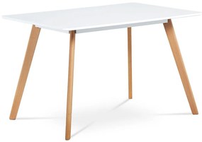 Autronic -  Jedálenský stôl DT-605 WT, 120x80 cm, biela matná MDF, masiv buk