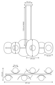 Luster na lanku ELEMENTI 6xG9/8W/230V béžový