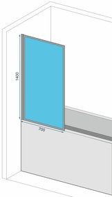 Rea LAGOS 1 FIX - vaňová zástena, 1-krídlová, 70 x 140 cm, čierna-transparentná, REA-K4560