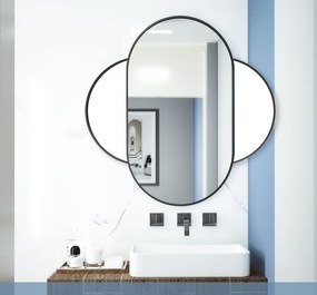 Oválne zrkadlo na stenu OLVANI 80x40 cm s čiernym rámom