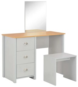 Toaletný stolík so zrkadlom a stoličkou sivý 104x45x131 cm