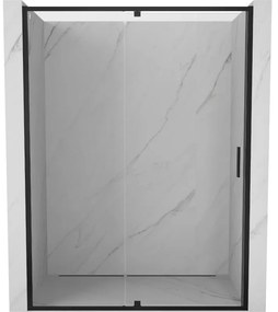 Mexen Exo, 1-krídlové dvere do otvoru 155x200 cm, 6mm číre sklo, čierny profil, 819-155-000-70-00