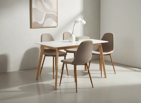 Noela Jedálenský set SCANDINAVIA 120 biely + 4x stolička MARIE béžová
