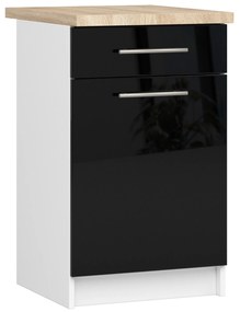 Dolná kuchynská skrinka Ozara S50 SZ5 (biela + čierny lesk). Akcia -20%. Vlastná spoľahlivá doprava až k Vám domov. 1071144
