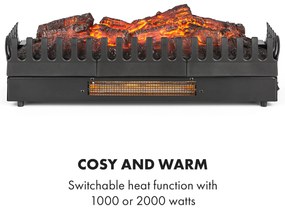 Klarstein Kamini FXL, elektrický krb, krbová vložka, 1000/2000 W, 2 W LED, čierny