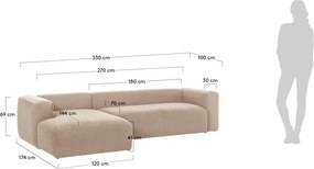 Béžová rohová pohovka (ľavý roh) Blok – Kave Home