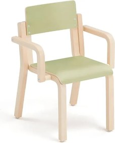 Detská stolička DANTE, s podrúčkami, výška 310 mm, breza/zelená