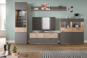 Vysoká vitrína Mason, dub/šedá