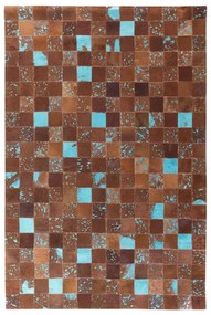 Kožený koberec 160 x 230 cm hnedá/modrá ALIAGA Beliani
