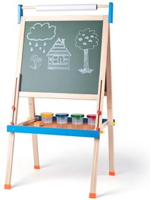 Tabuľa "ABC" s písmenami, s rolkou papiera a téglikmi