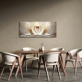 Obraz - Zlaté labute (120x50 cm)