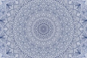 Samolepiaca tapeta detailná ozdobná Mandala v modrej farbe - 300x200