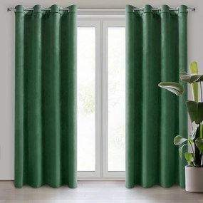 DECOREUM  Jednofarebný zamatový záves 140 cm x 250 cm zelená 100 % polyester 121018