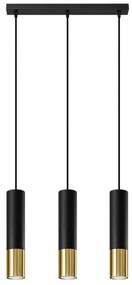 Sollux SL.0954 - Luster na lanku LOOPEZ 3xGU10/10W/230V čierna/zlatá SL.0954