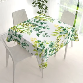Biante Bavlnený štvorcový obrus Sandra SA-244 Zelený eukalyptus na bielom 60x60 cm