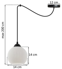 Závesné svietidlo Riffle Round Spider, 1x biele sklenené tienidlo, b