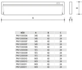 Panlux Kuchynské LED svietidlo Versa, š. 57,2 cm, 10 W, IP20