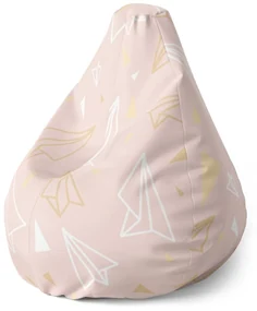 Sablio Sedací vak Pear Zlaté a biele lastovičky - 140 x 100 x 25 cm