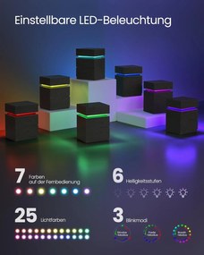 Nočný stolík s viacfarebným nastaviteľným LED pásikom, 3 zásuvky, čierny